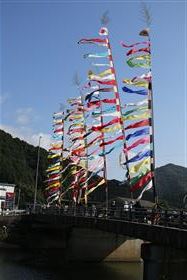 夏の風を切り裂く大きな旗