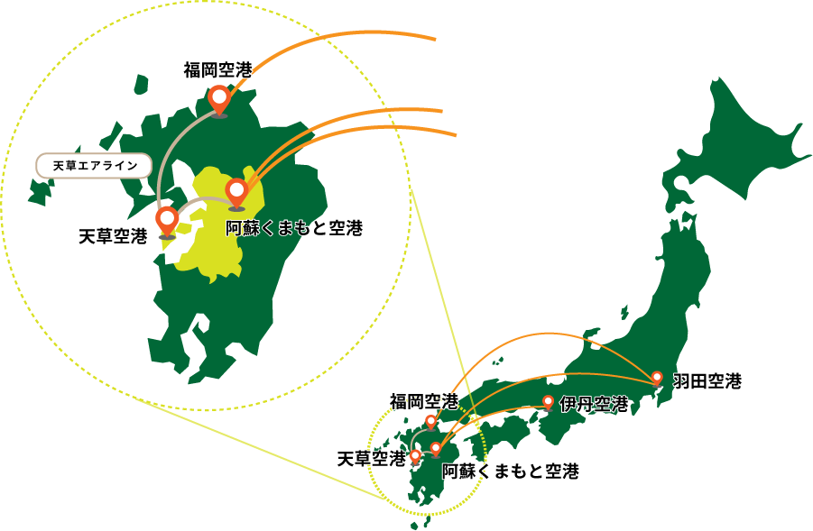 天草市へのアクセス地図